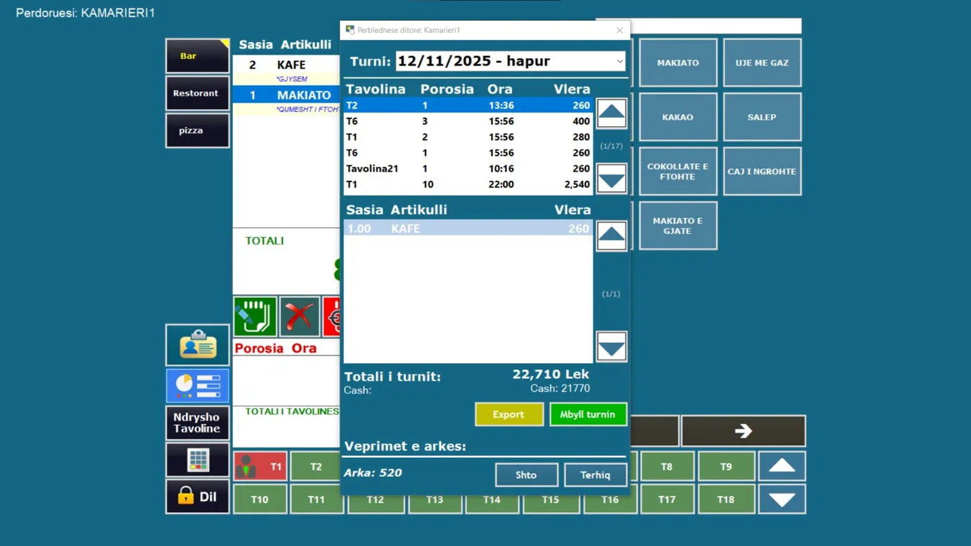 RestoBar+ shift and cash control