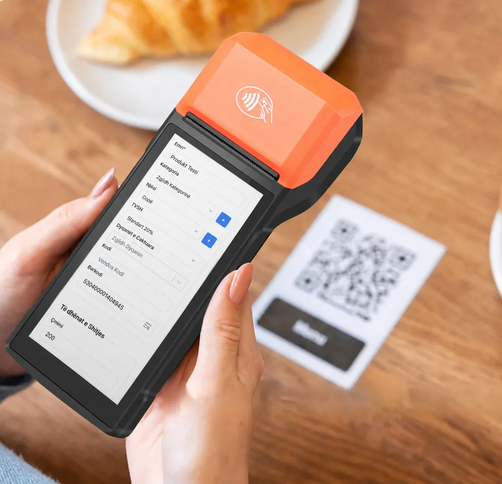 Android Fiscal Cash Register highlighting the barcode scanner