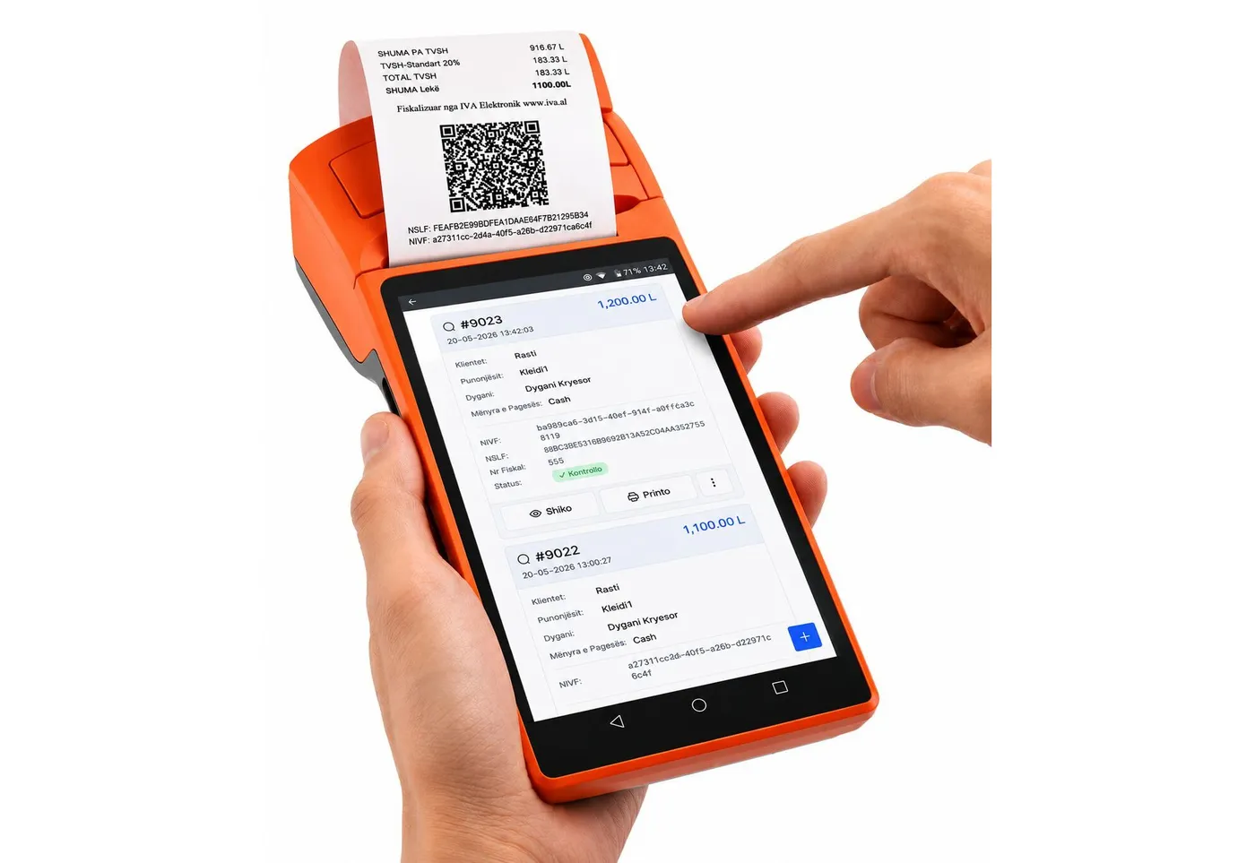 Android Fiscal Cash Register using touch screen invoicing